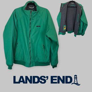 Vintage Lands End The Squall Green Coat Jacket \Waterproof Mens Large